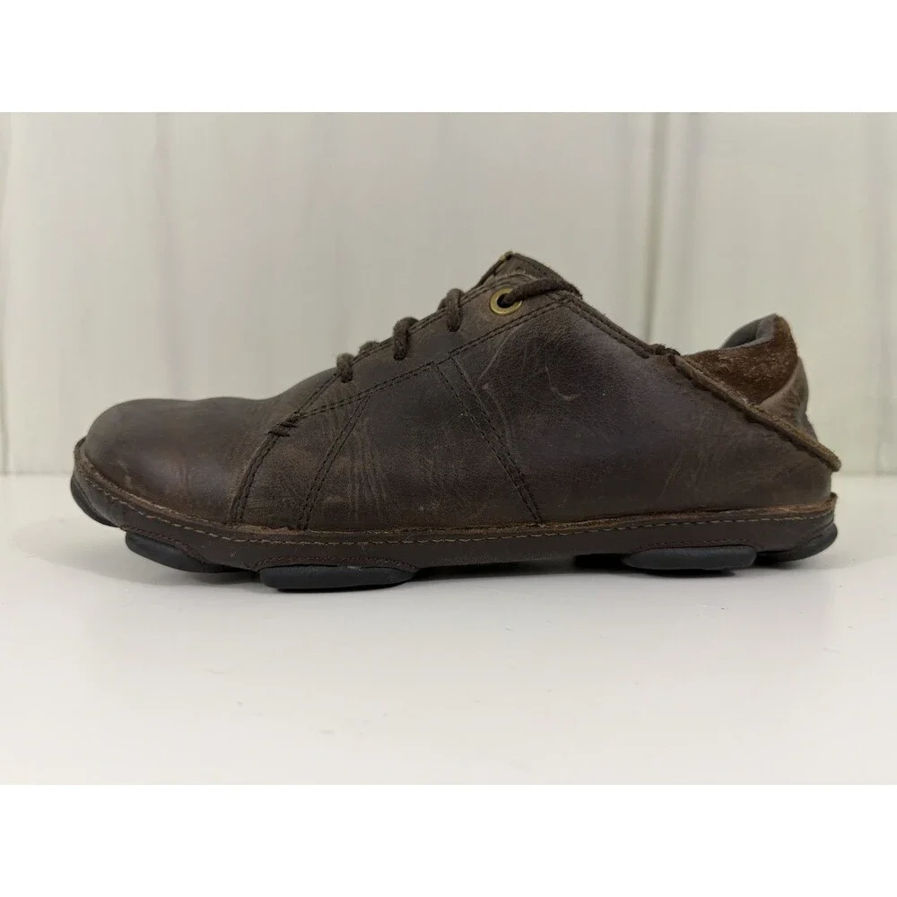 OluKai Hano Men’s Brown Leather Shoes Oxford Lace-Up Sneaker Casual Size 9 EU 42